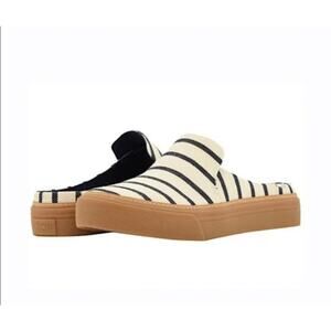 TOMS Women's Sunrise Riviera Mule Navy and White/Ivory Striped Canvas Sz 10